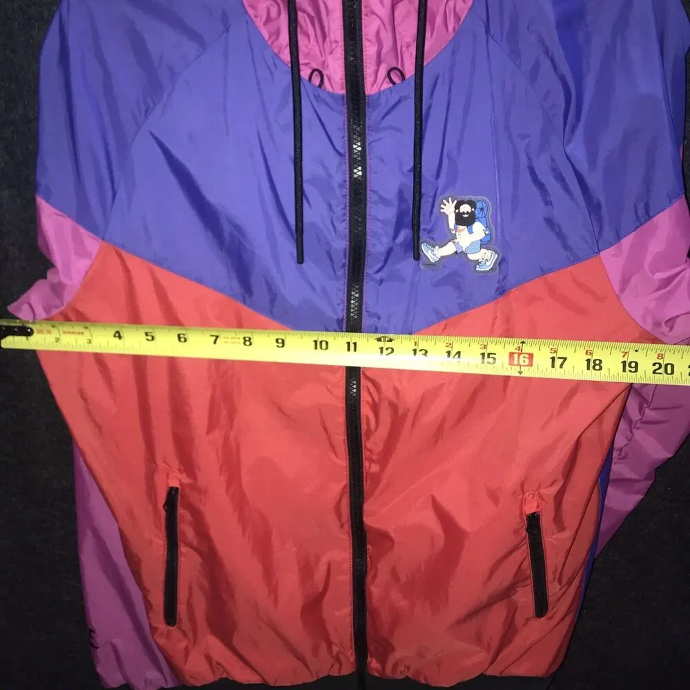 Nike Vtg Hike Man Hood Windbreaker Small‎ Retro Jacket Red Blue Pink Colorblock - Picture 10 of 12